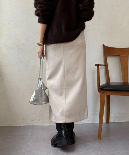 麂皮絨針織半身裙