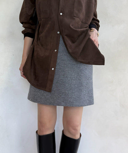 粗花呢羊毛迷你裙