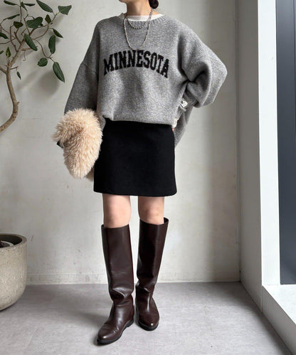 粗花呢羊毛迷你裙