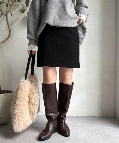 粗花呢羊毛迷你裙