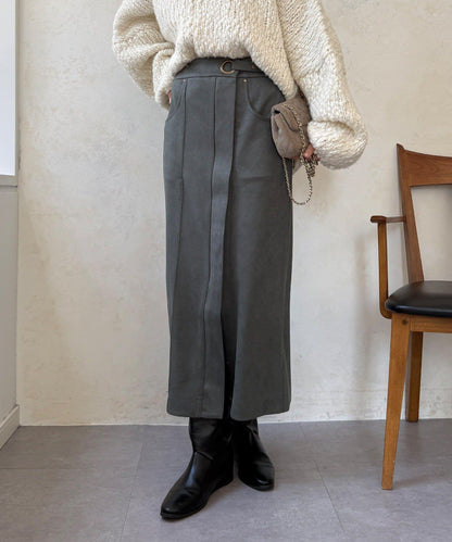 麂皮絨針織半身裙