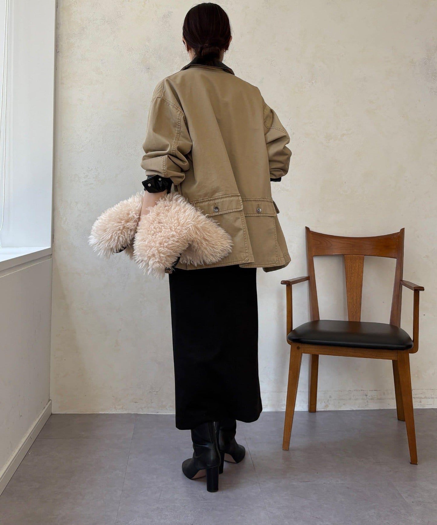 麂皮絨針織半身裙