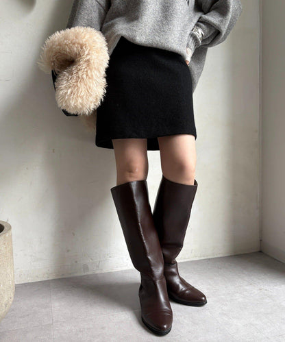 粗花呢羊毛迷你裙