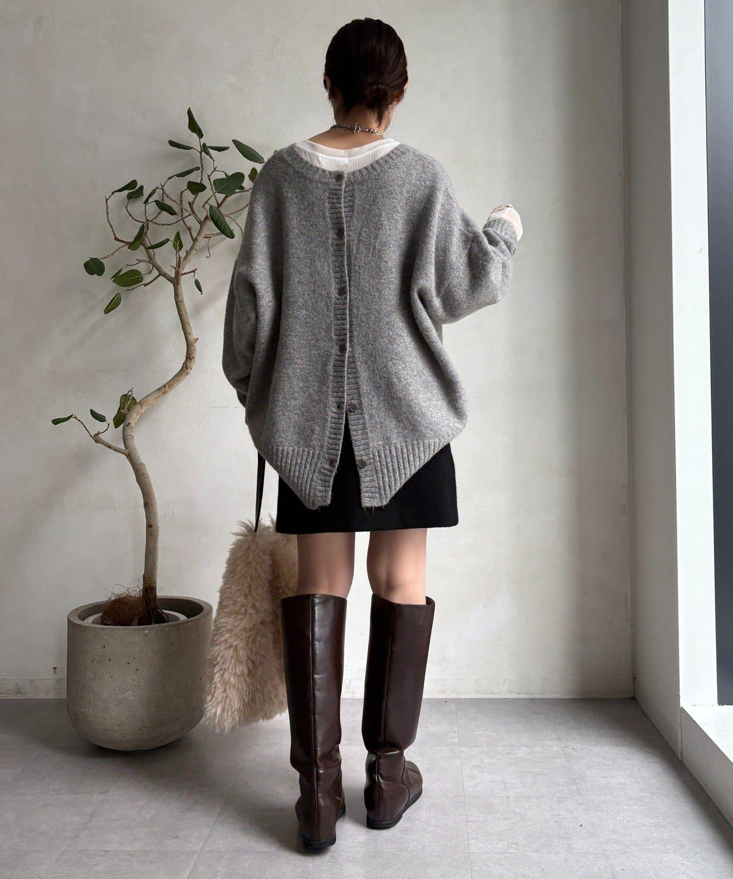 粗花呢羊毛迷你裙