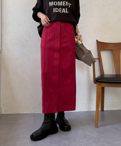 麂皮絨針織半身裙