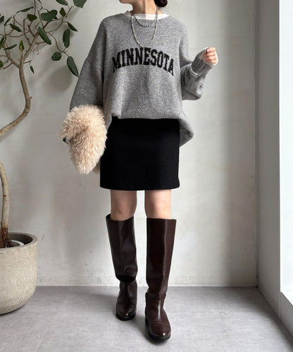 粗花呢羊毛迷你裙