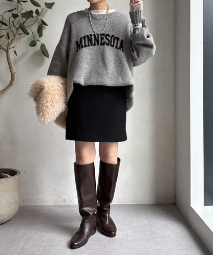 粗花呢羊毛迷你裙