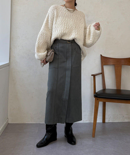 麂皮絨針織半身裙