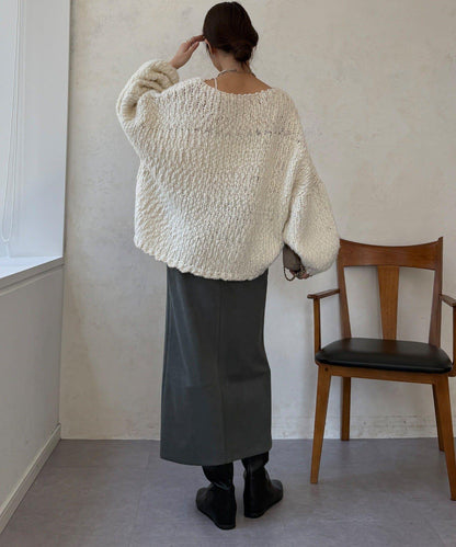 麂皮絨針織半身裙