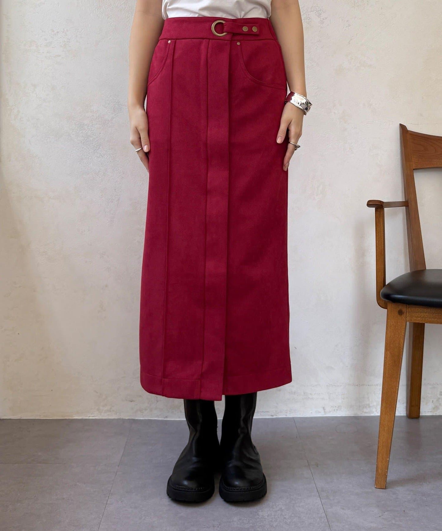 麂皮絨針織半身裙