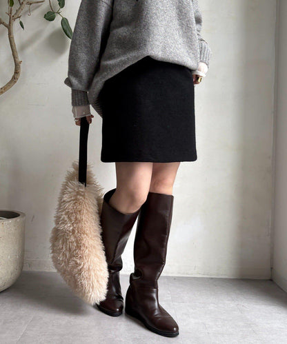 粗花呢羊毛迷你裙