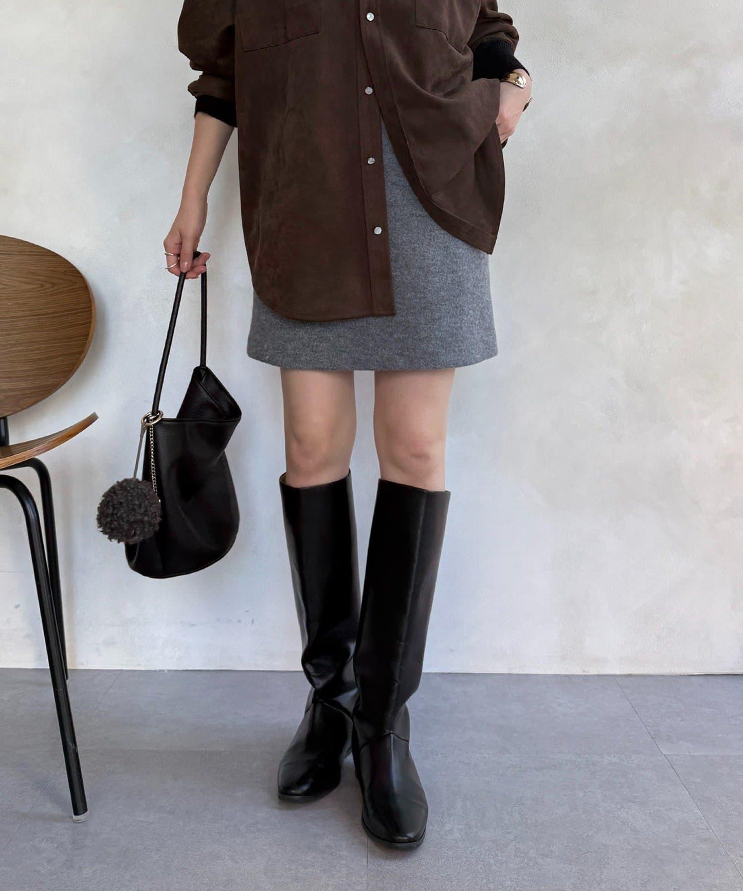 粗花呢羊毛迷你裙