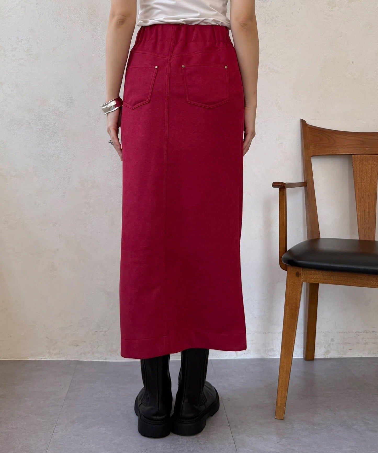 麂皮絨針織半身裙