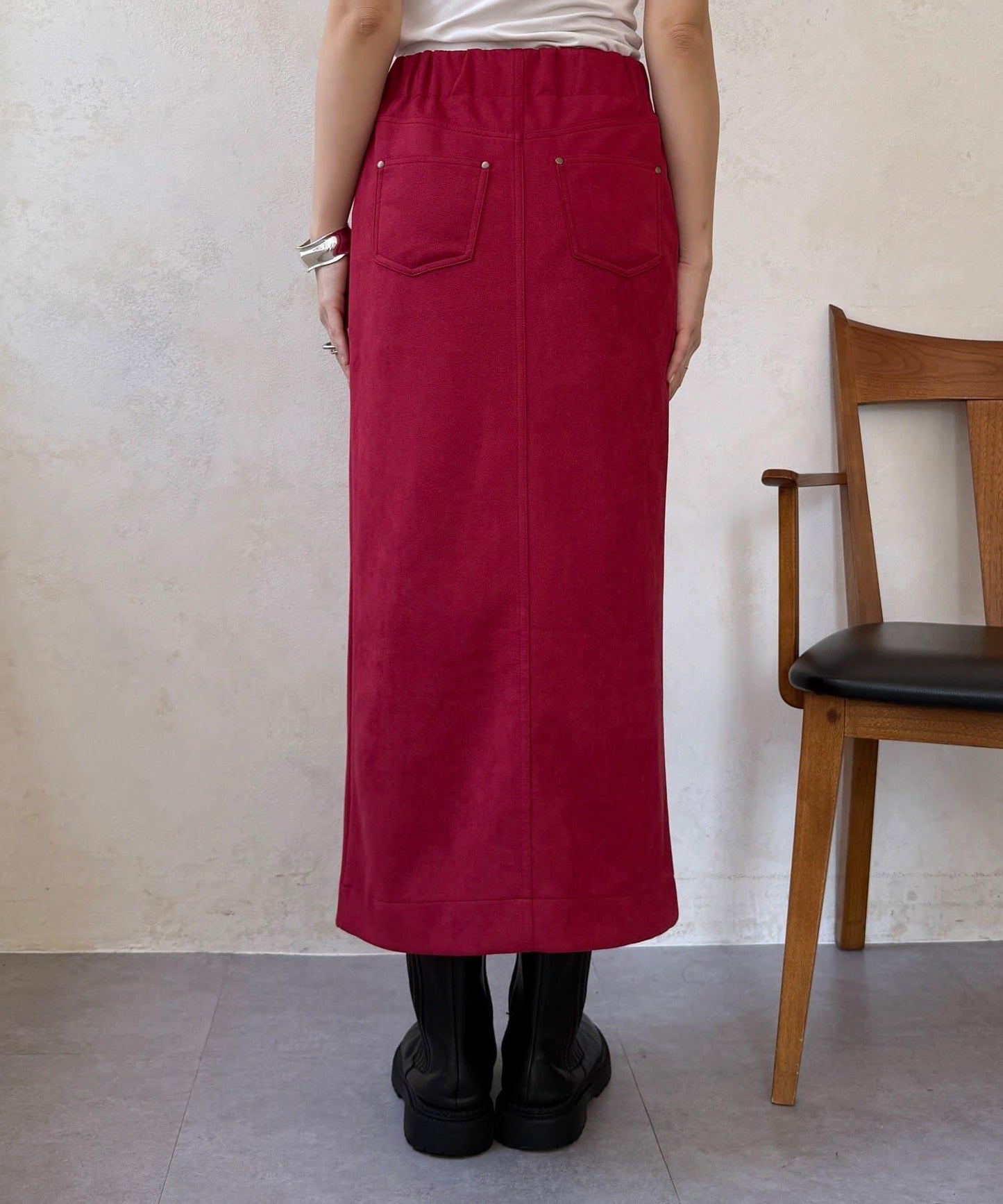 麂皮絨針織半身裙