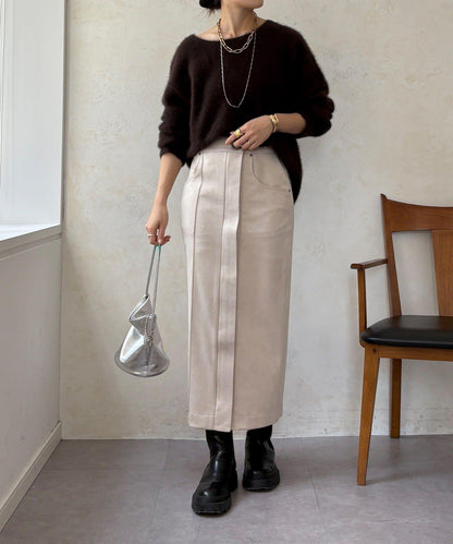 麂皮絨針織半身裙