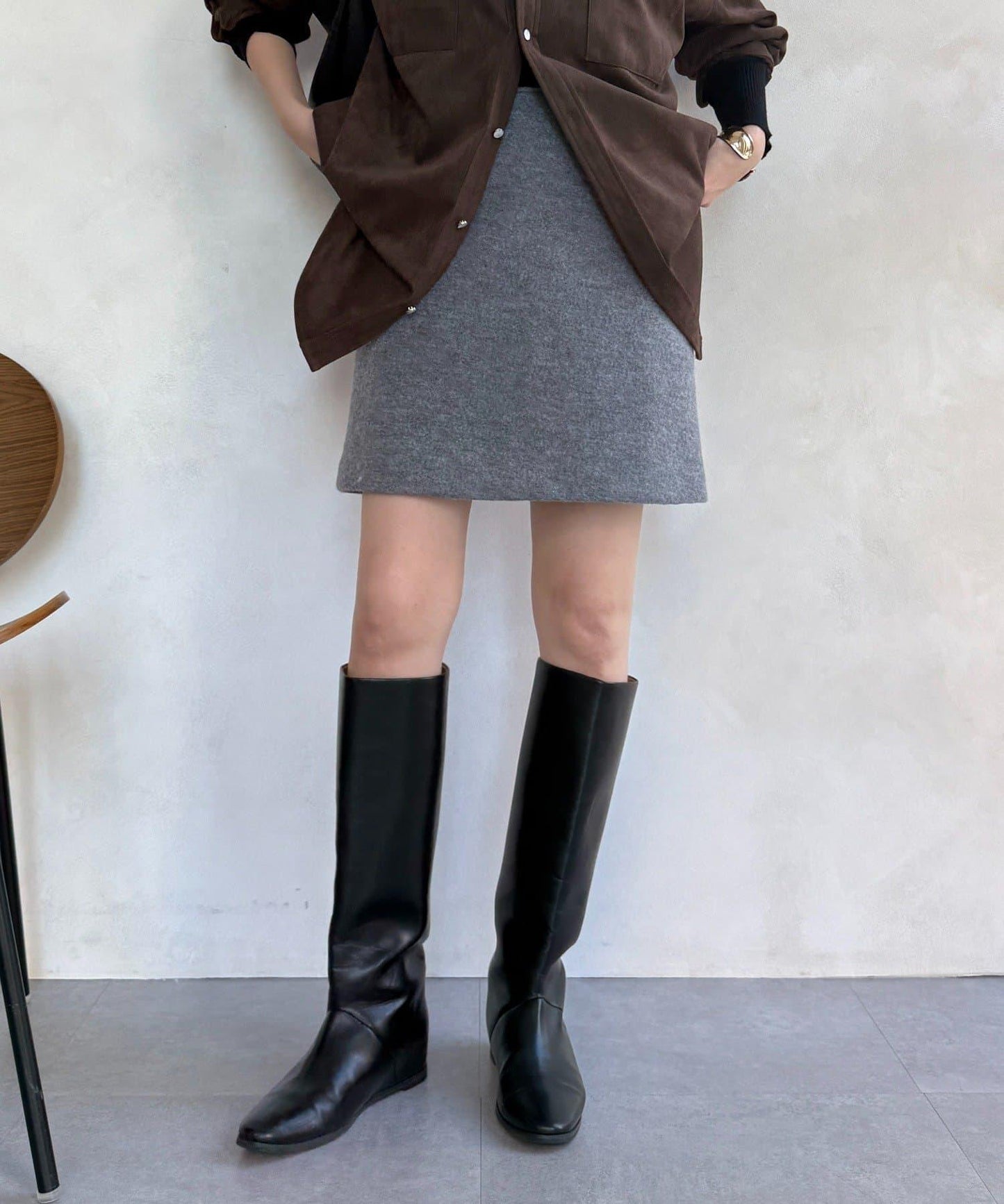 粗花呢羊毛迷你裙