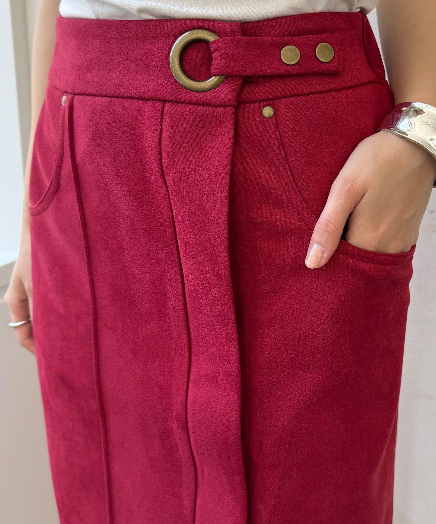 麂皮絨針織半身裙