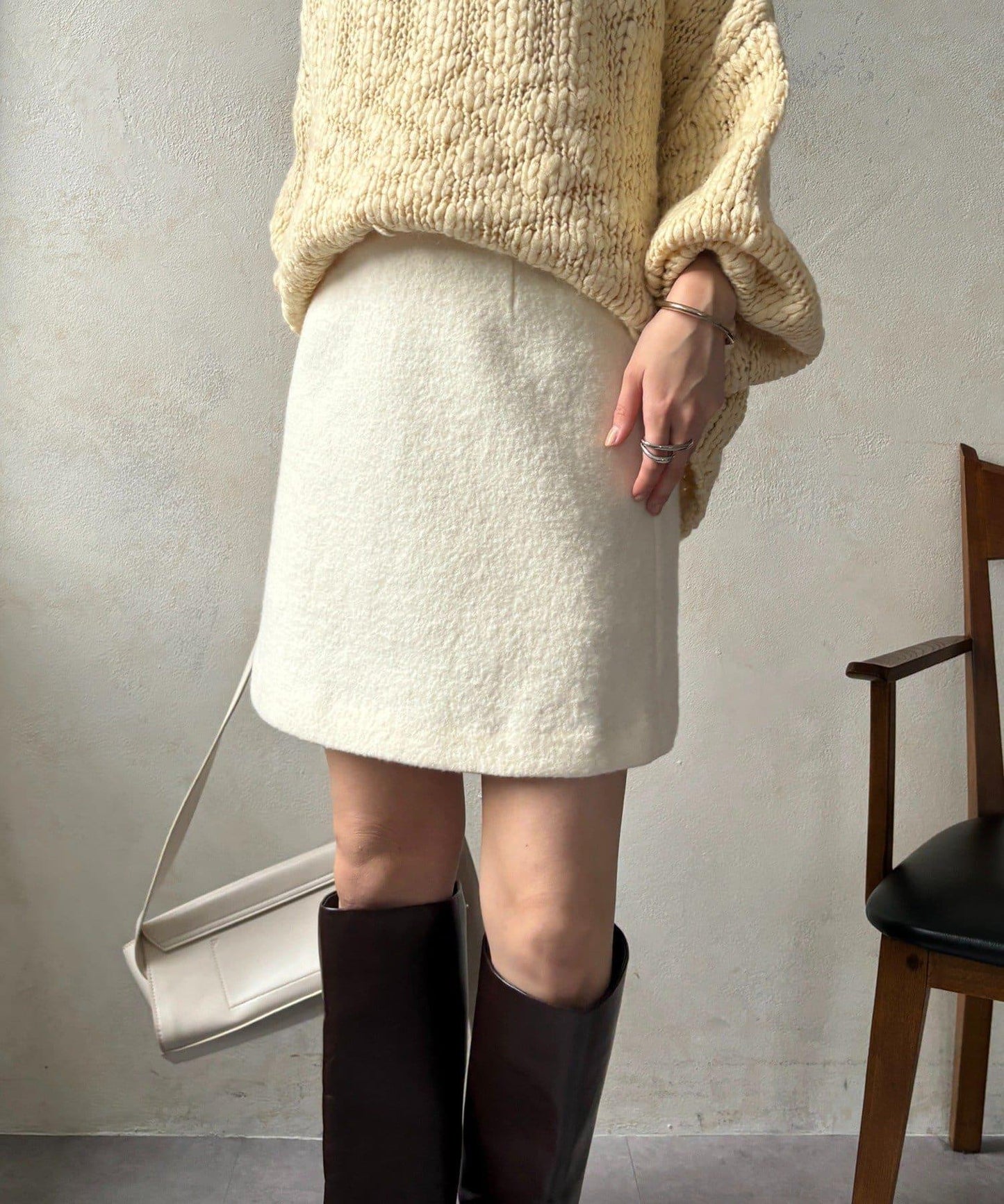 粗花呢羊毛迷你裙