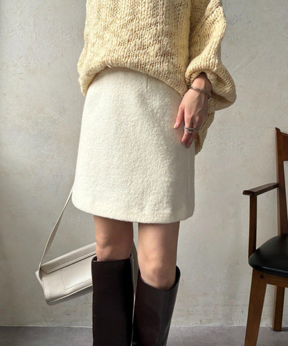 粗花呢羊毛迷你裙