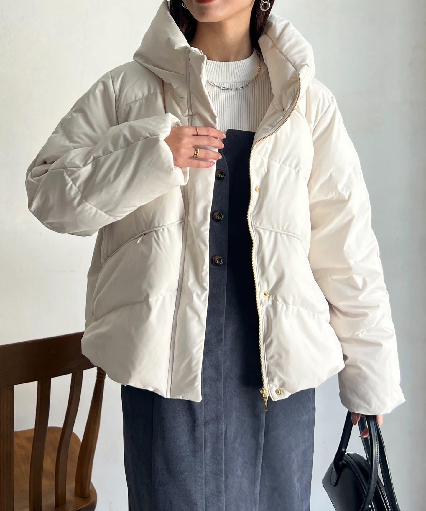 高領彈力羽絨服