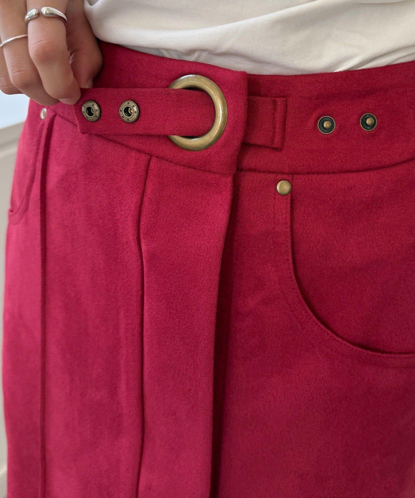 麂皮絨針織半身裙