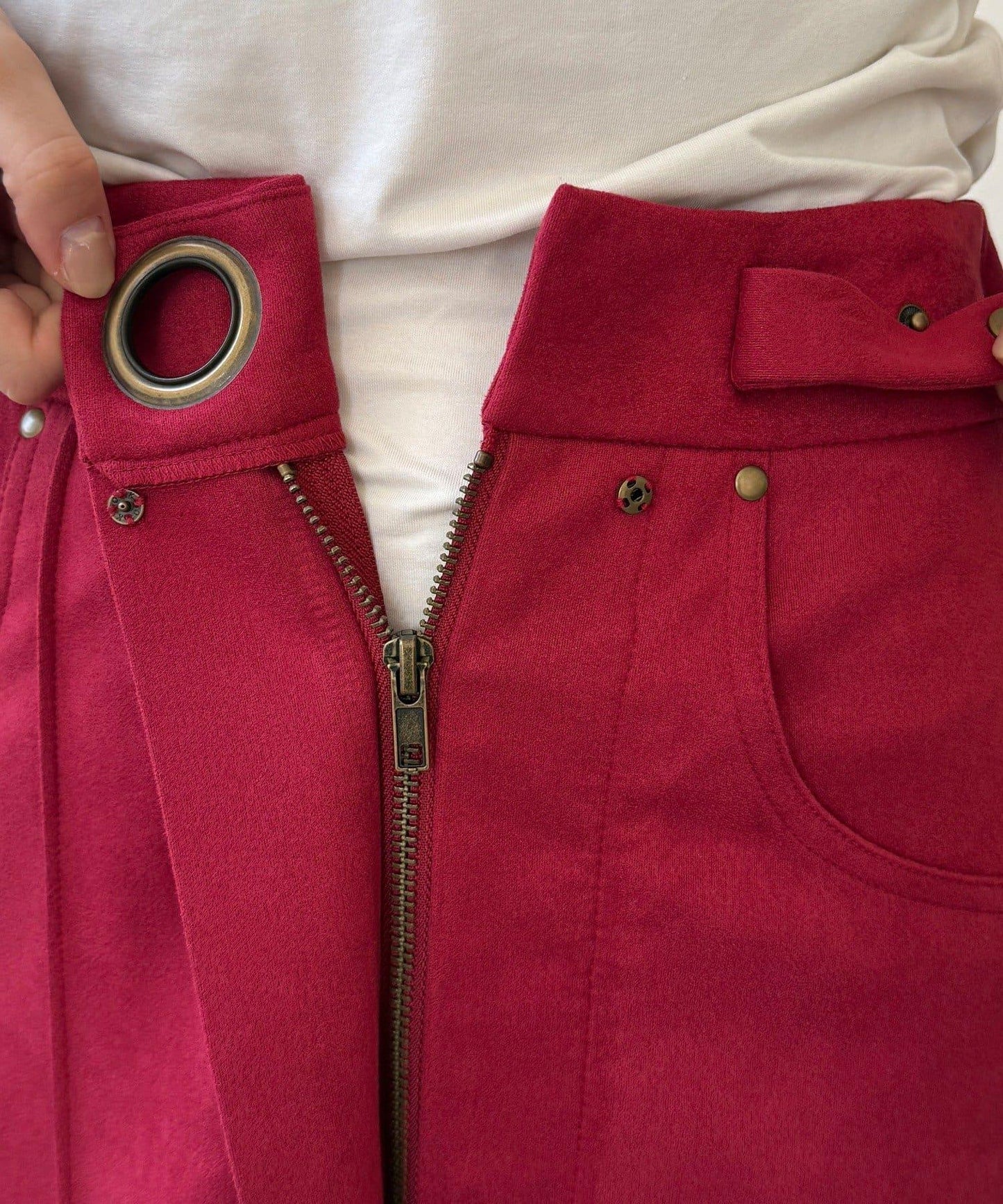 麂皮絨針織半身裙