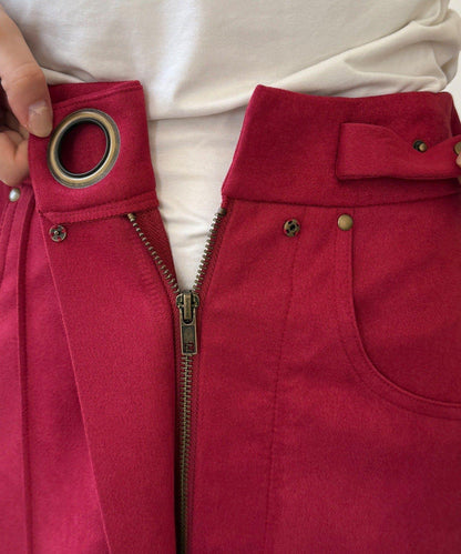 麂皮絨針織半身裙