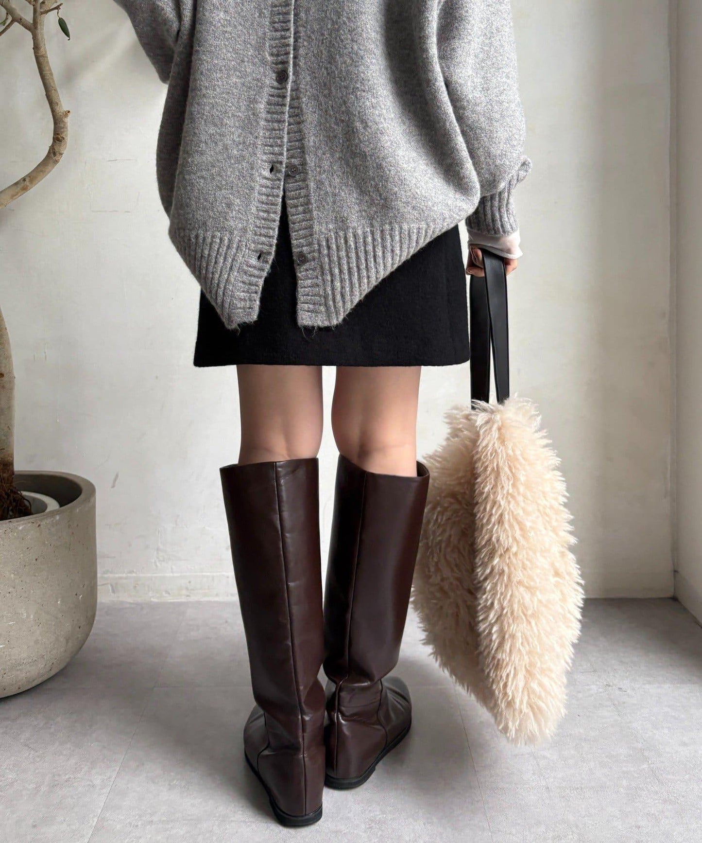 粗花呢羊毛迷你裙