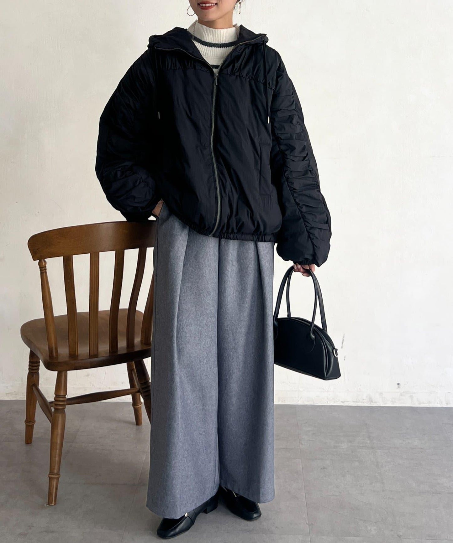 層疊褶皺羽絨服