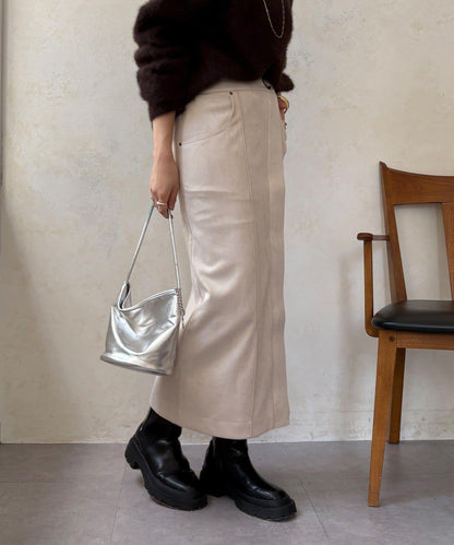 麂皮絨針織半身裙