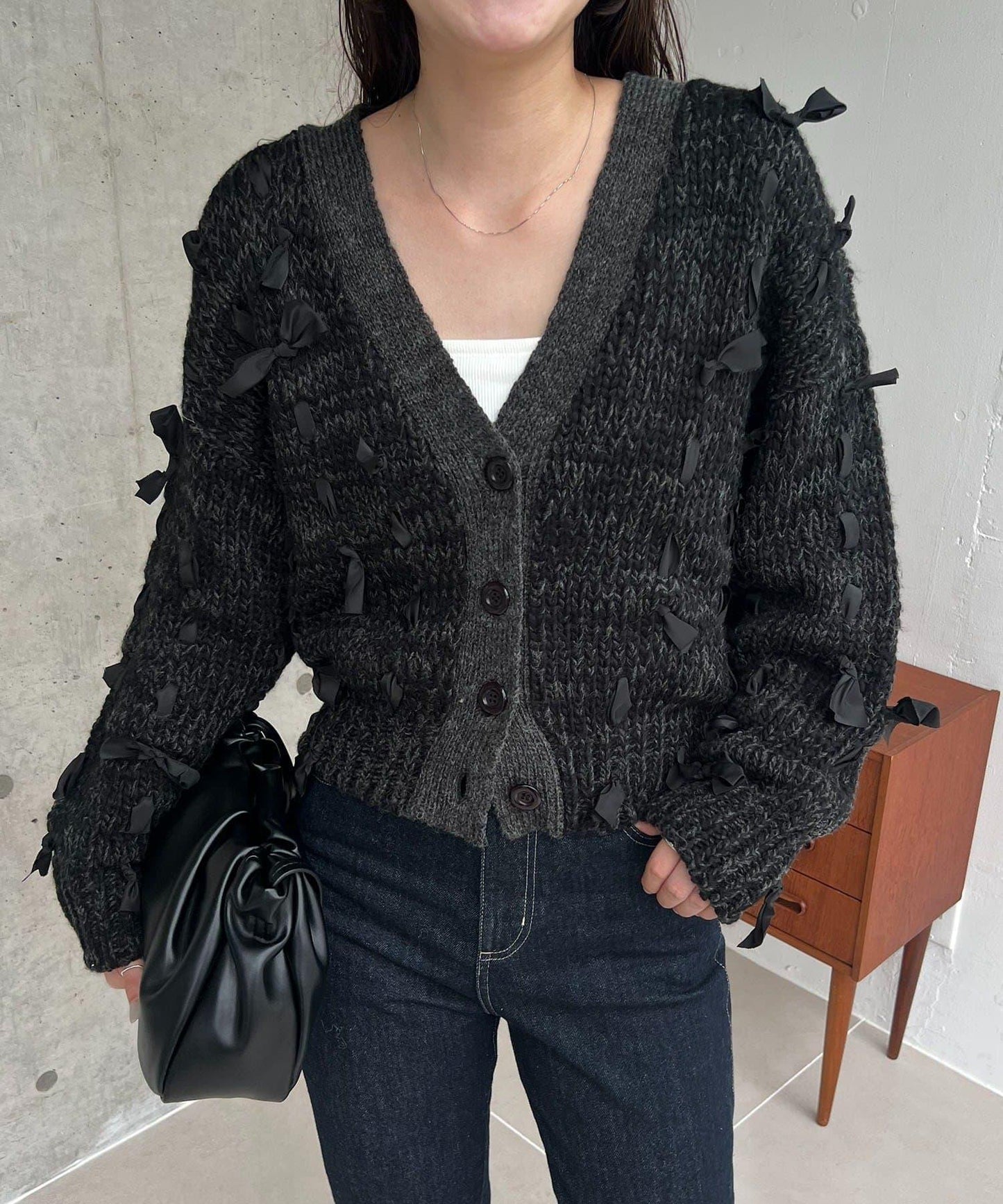 蝴蝶結針織開衫