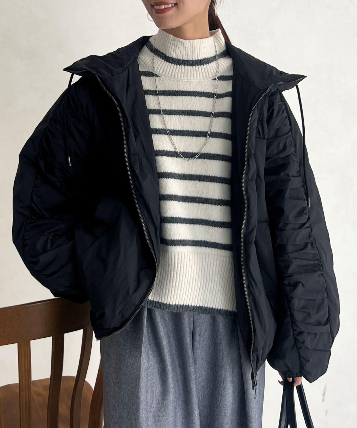 層疊褶皺羽絨服