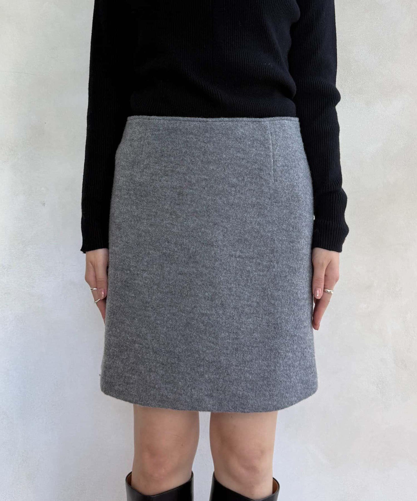 粗花呢羊毛迷你裙