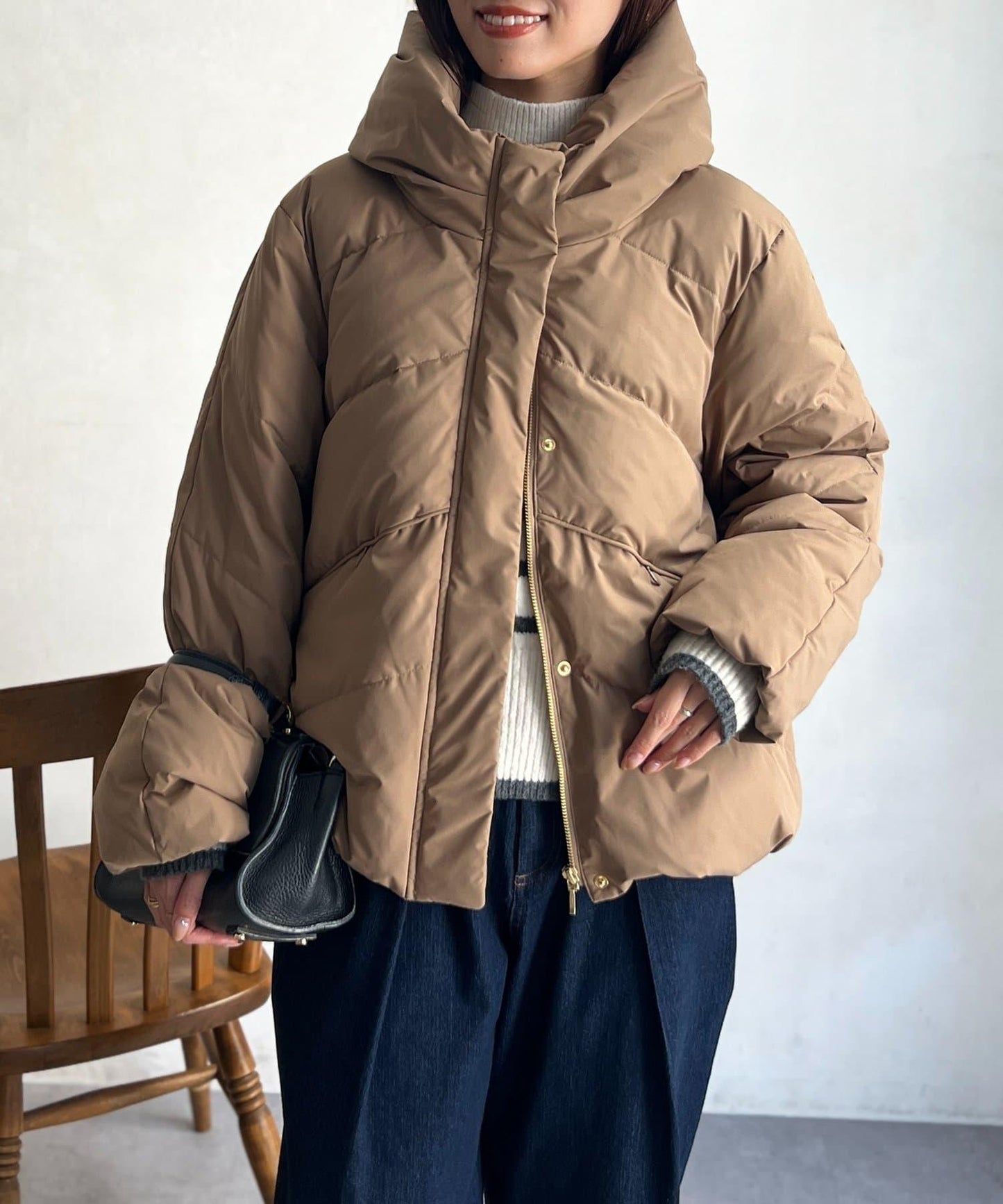 高領彈力羽絨服