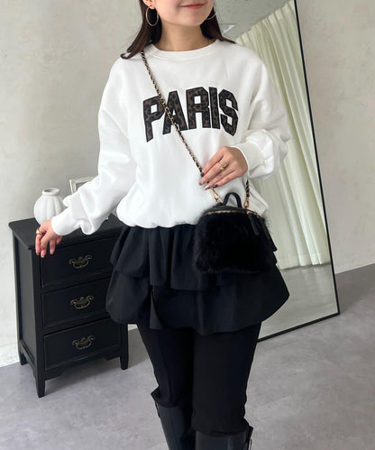 PARIS豹紋標誌加絨衛衣