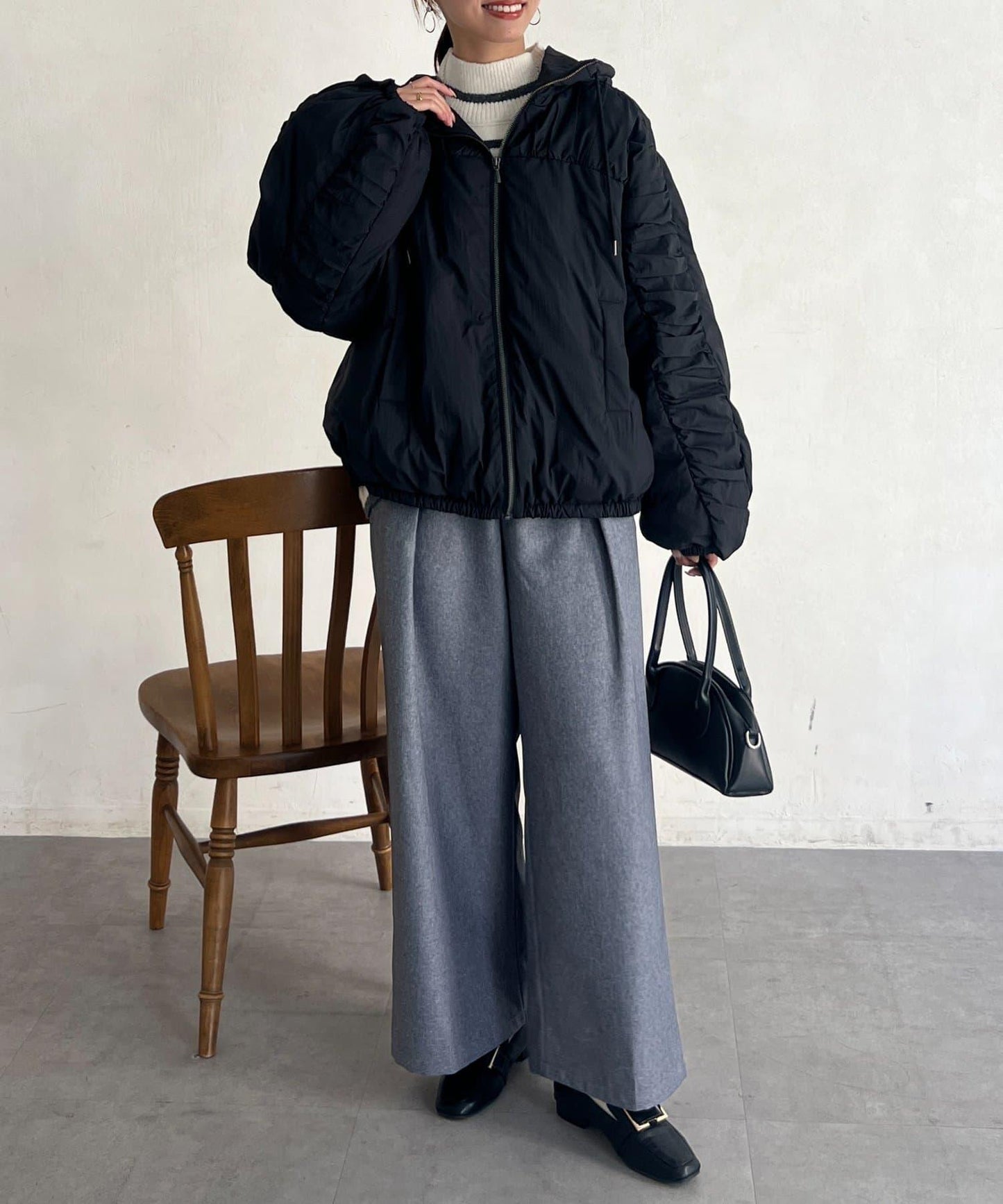 層疊褶皺羽絨服