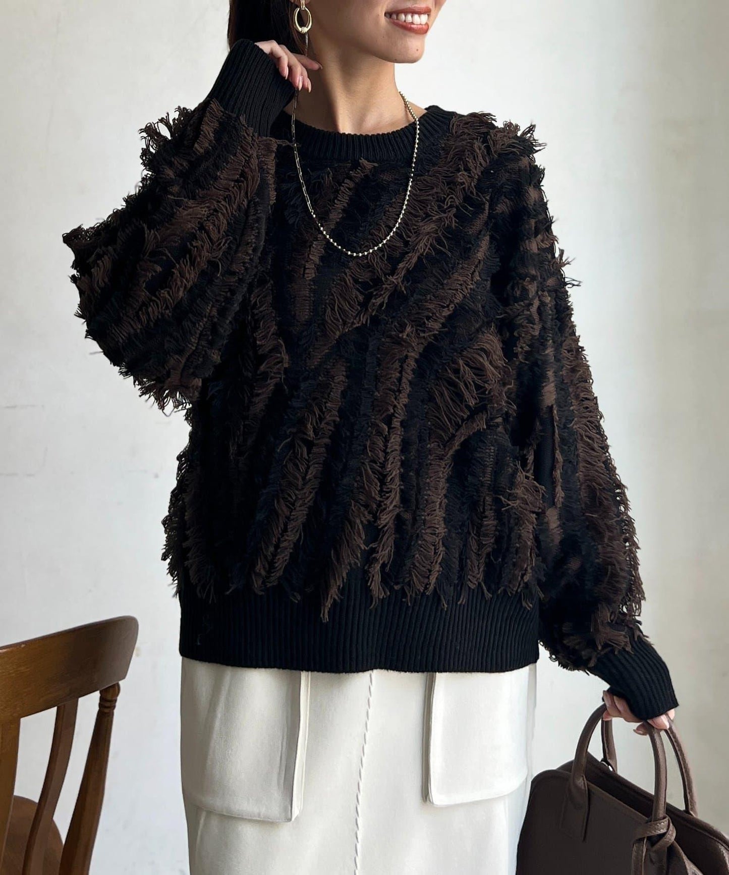 流蘇裝飾針織套頭衫