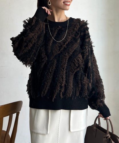 流蘇裝飾針織套頭衫
