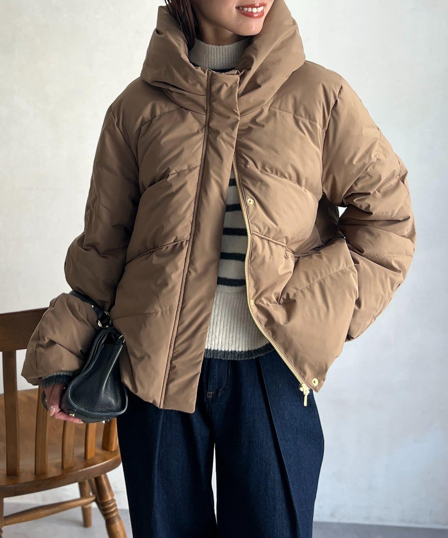 高領彈力羽絨服