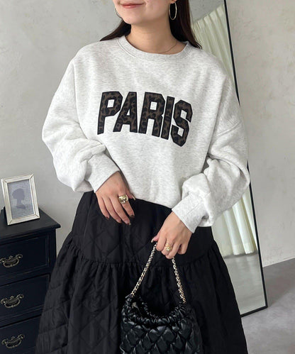 PARIS豹紋標誌加絨衛衣