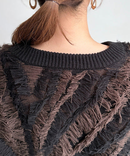 流蘇裝飾針織套頭衫