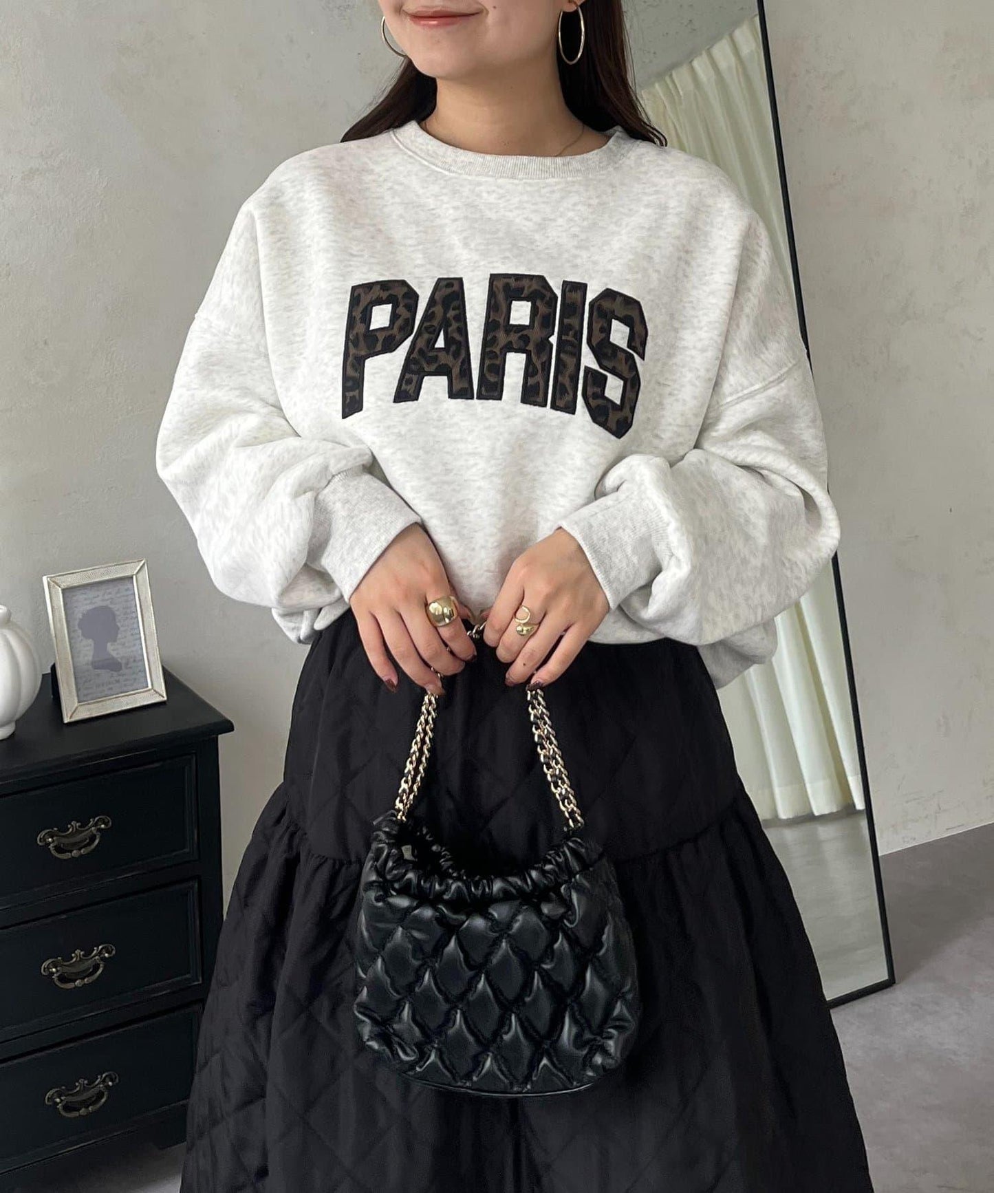 PARIS豹紋標誌加絨衛衣