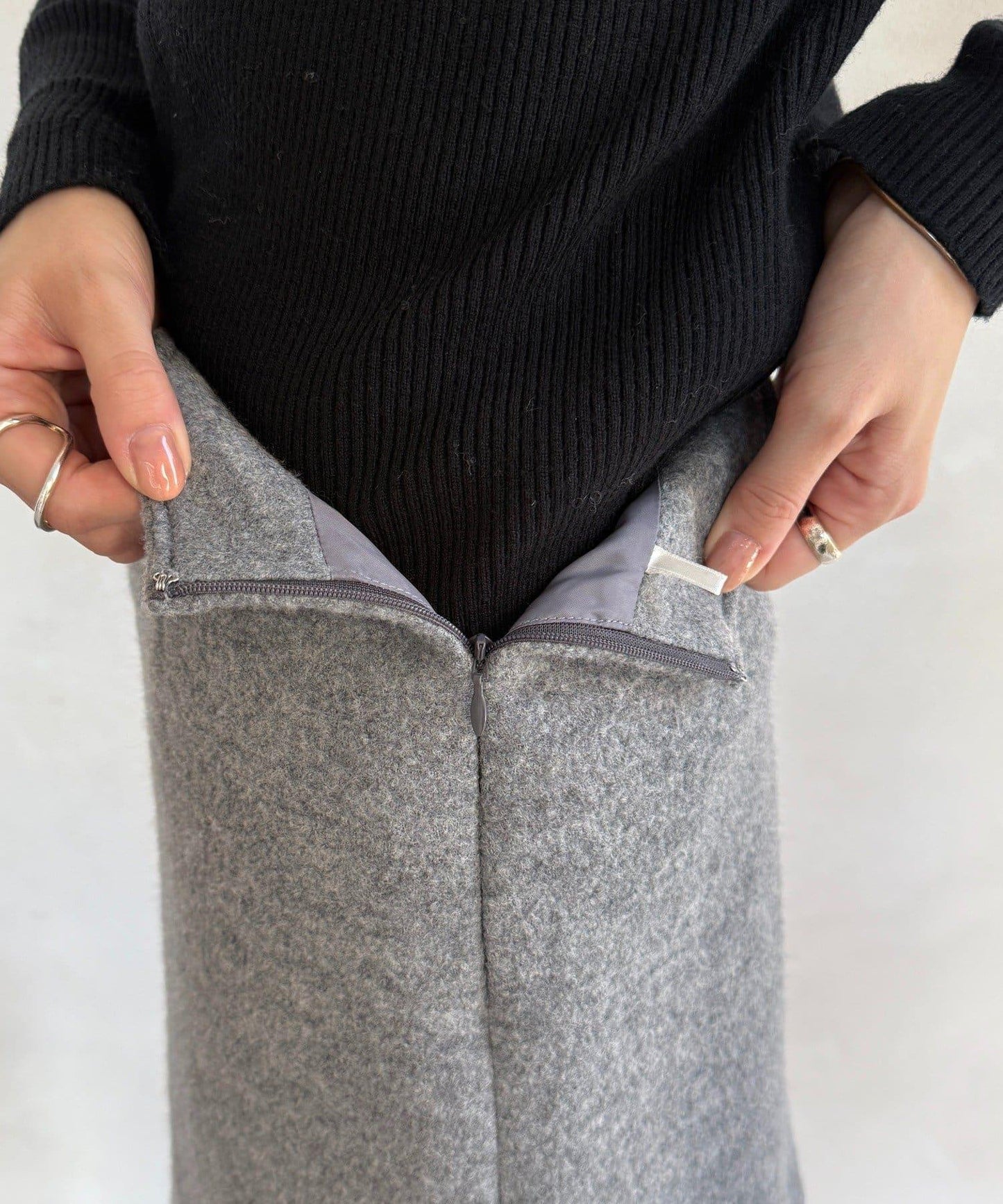 粗花呢羊毛迷你裙