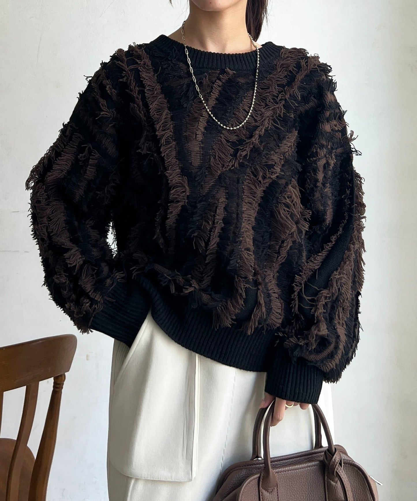 流蘇裝飾針織套頭衫