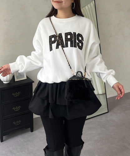 PARIS豹紋標誌加絨衛衣