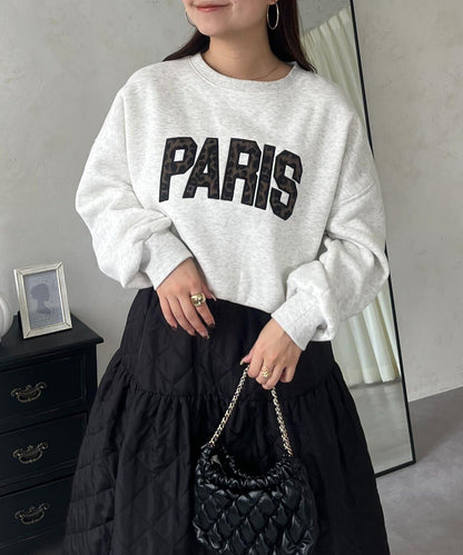 PARIS豹紋標誌加絨衛衣