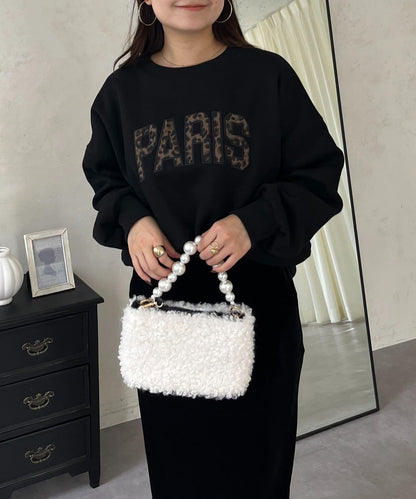 PARIS豹紋標誌加絨衛衣