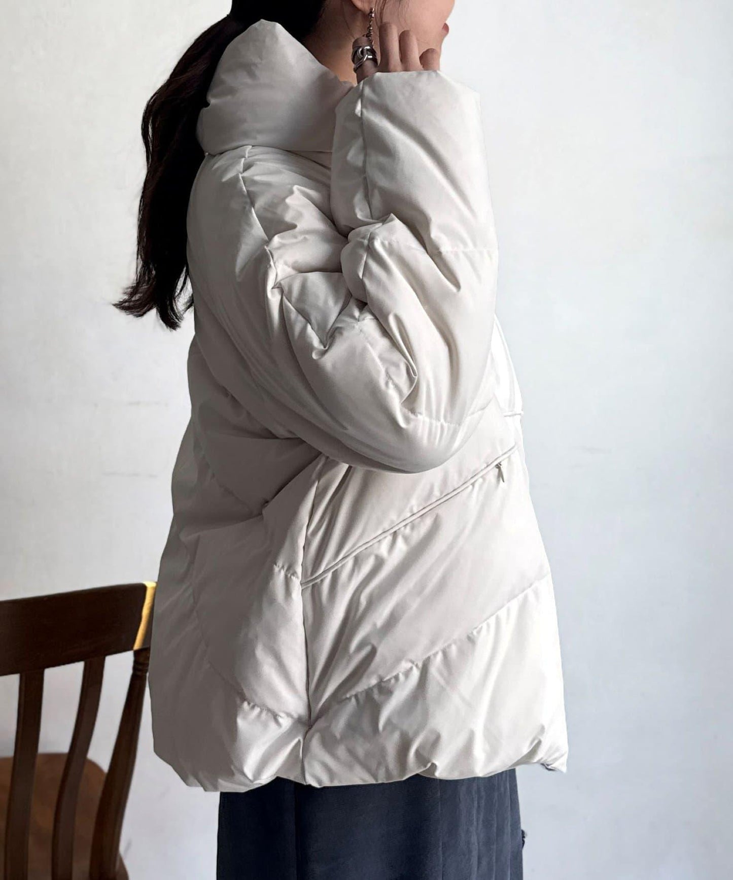 高領彈力羽絨服