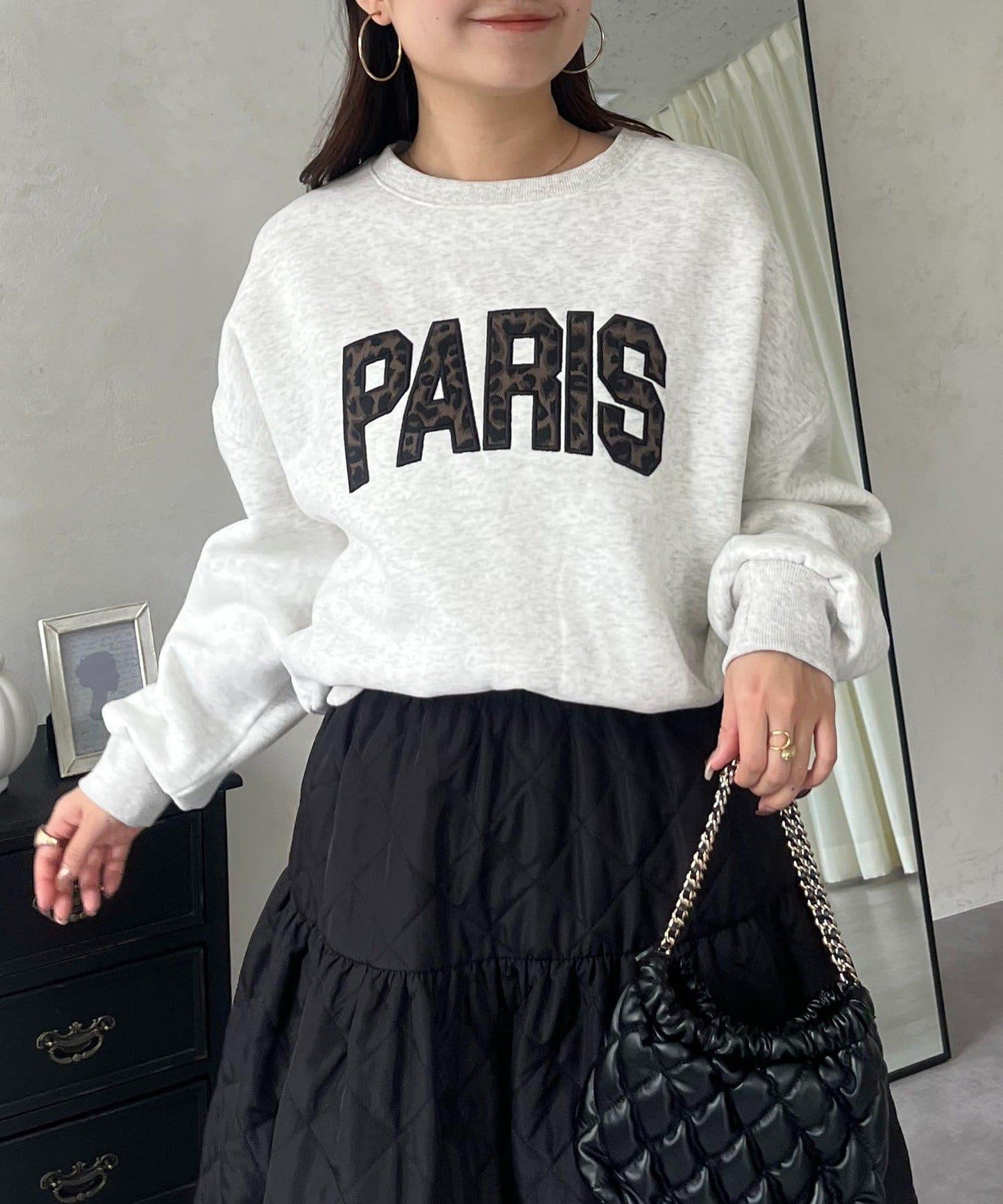 PARIS豹紋標誌加絨衛衣