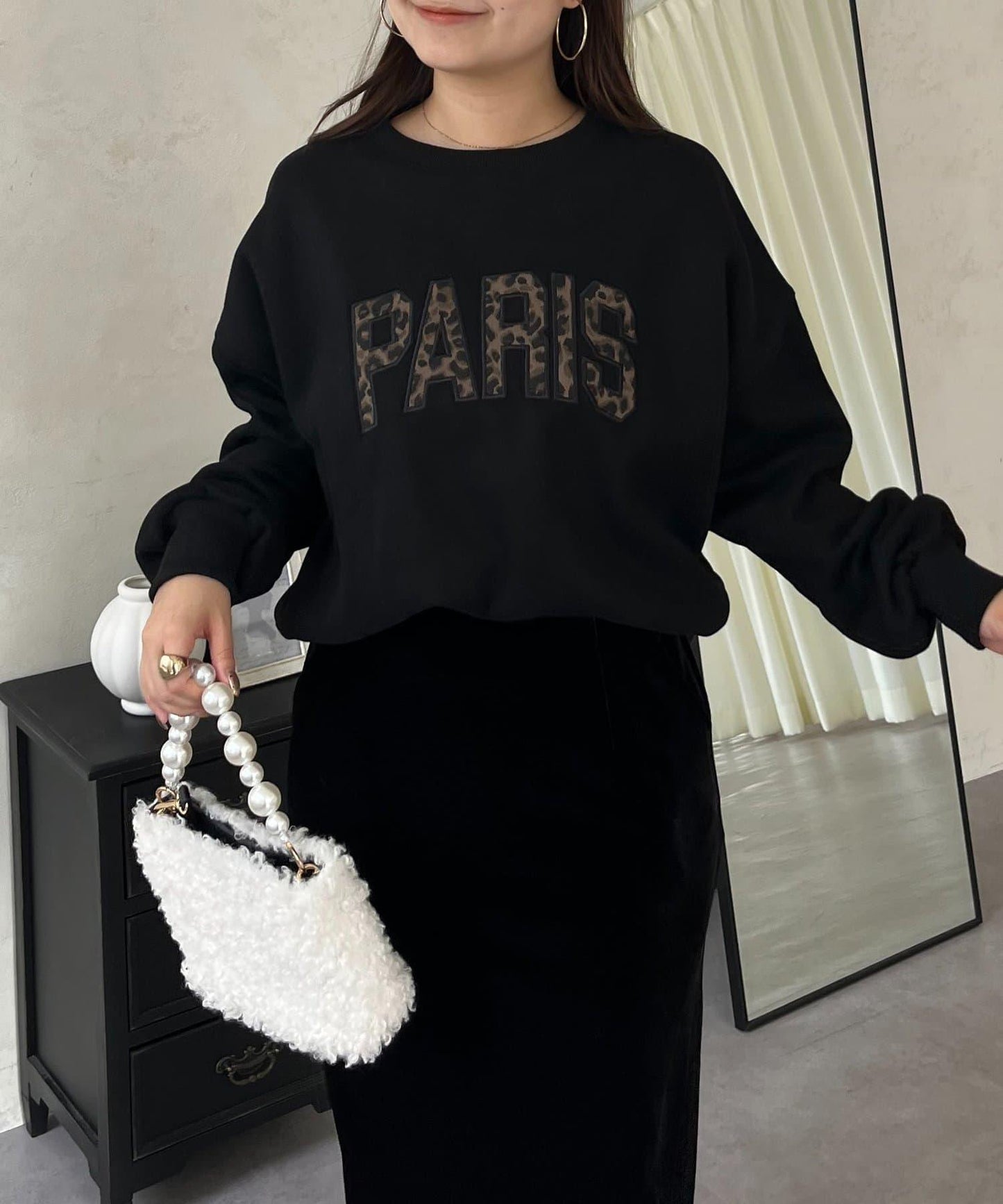 PARIS豹紋標誌加絨衛衣